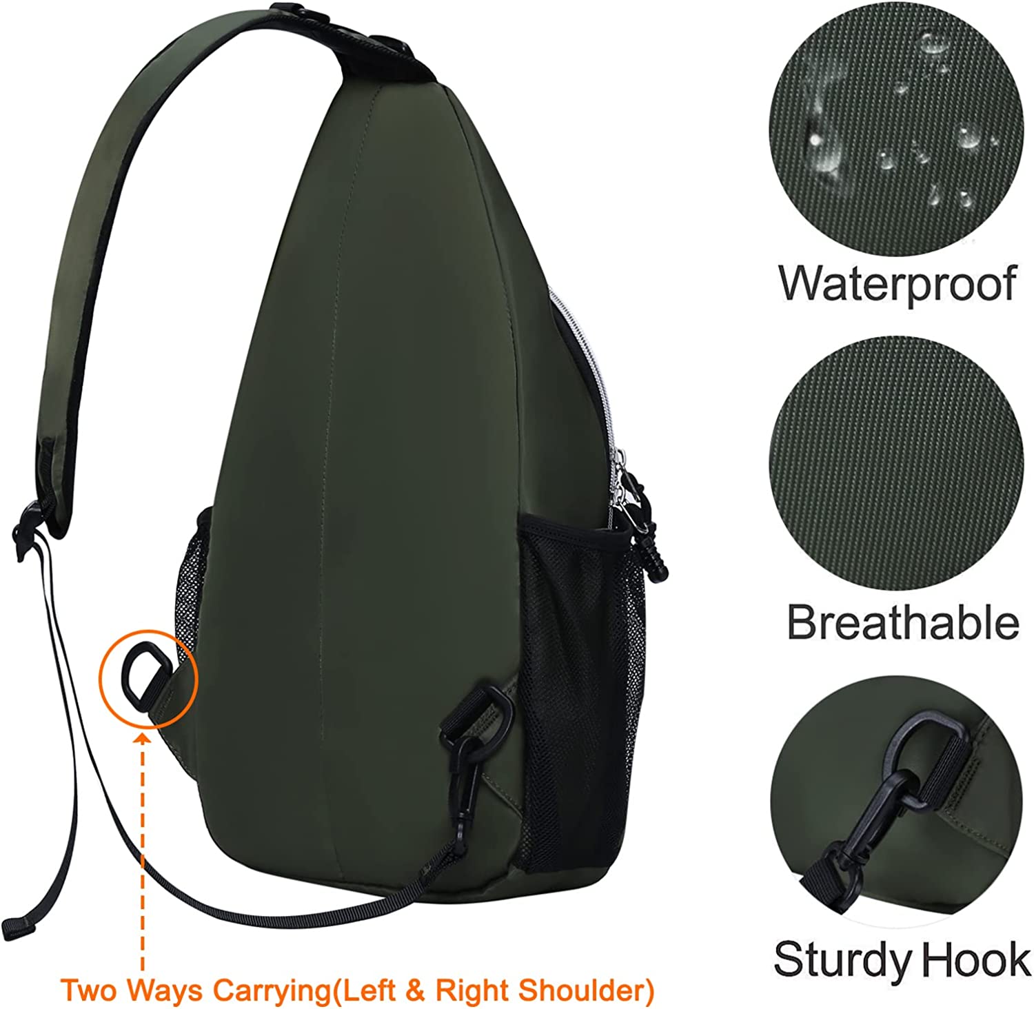 MOSISO Sling Backpack, Multipurpose Crossbody Shoulder Bag Travel Hiking Daypack - Image 4